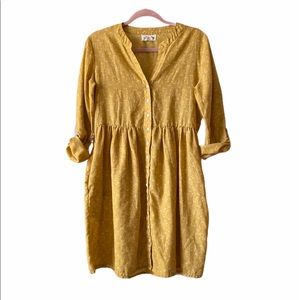 Lili’s Closet | Mustard Yellow Floral Button Front Shirt Dress